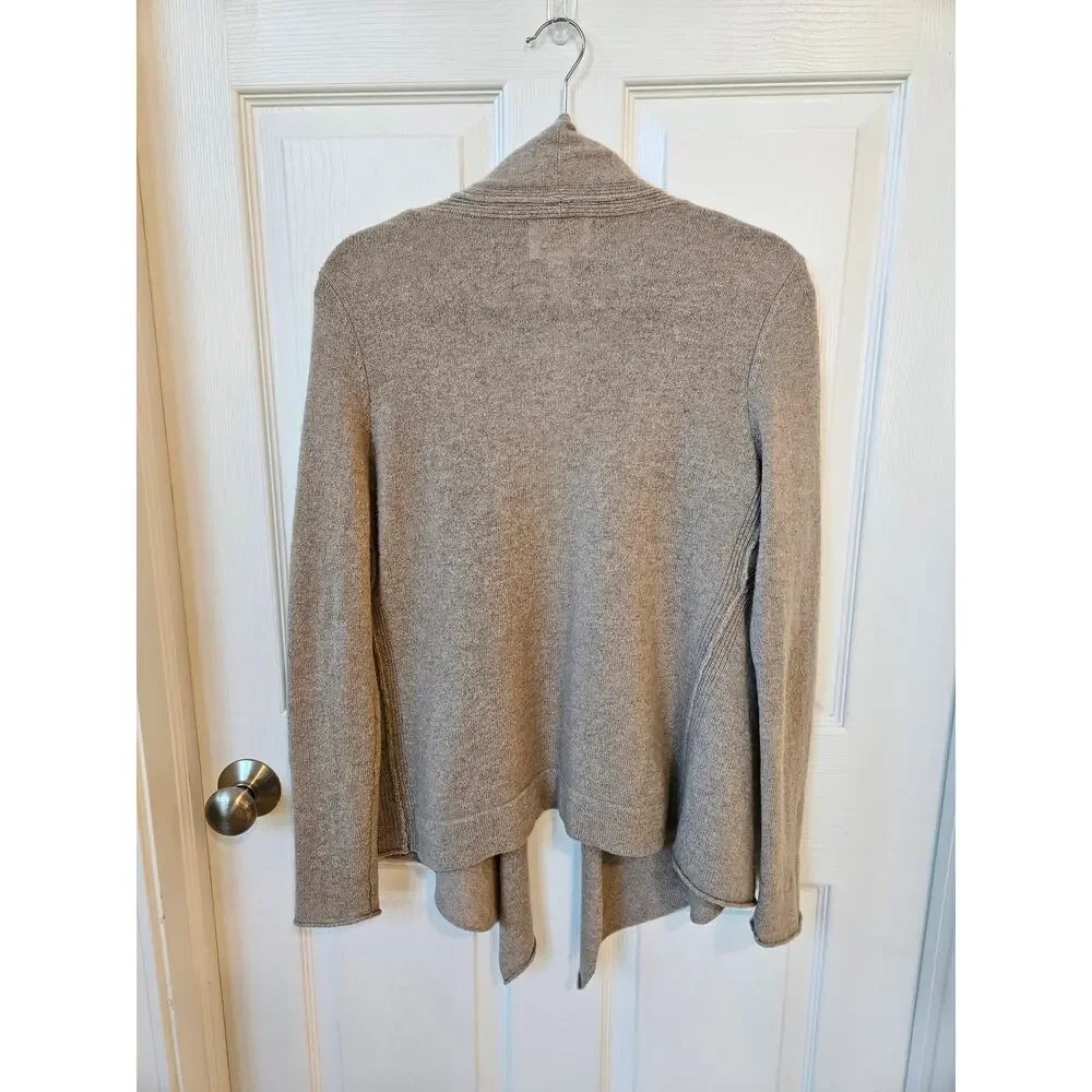 Cynthia Rowley Cashmere Draped Open Cardigan Sweater 2 Ply Beige Taupe Size M - Picture 2 of 11